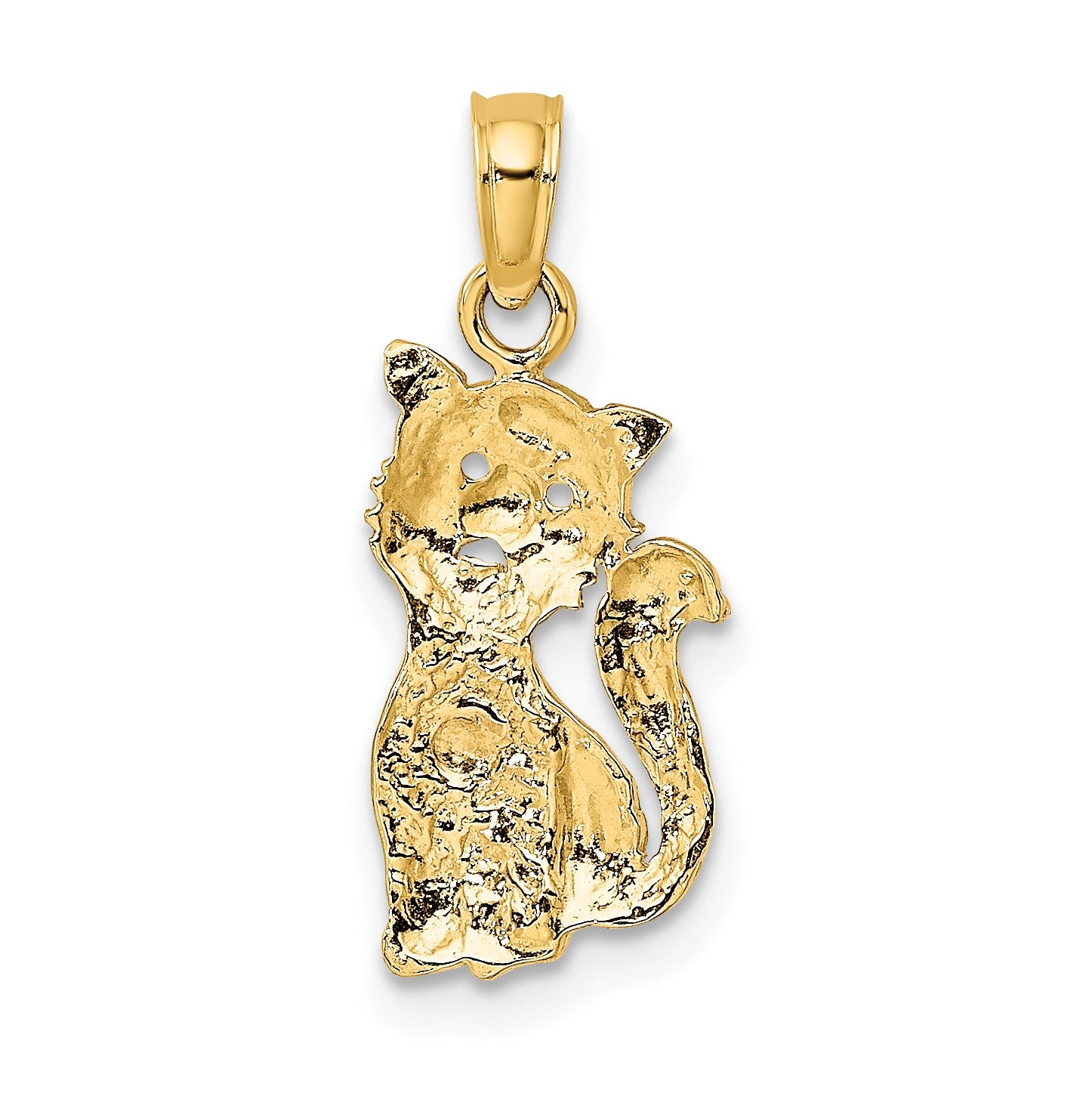 14k Two-Tone Cat with Heart Charm