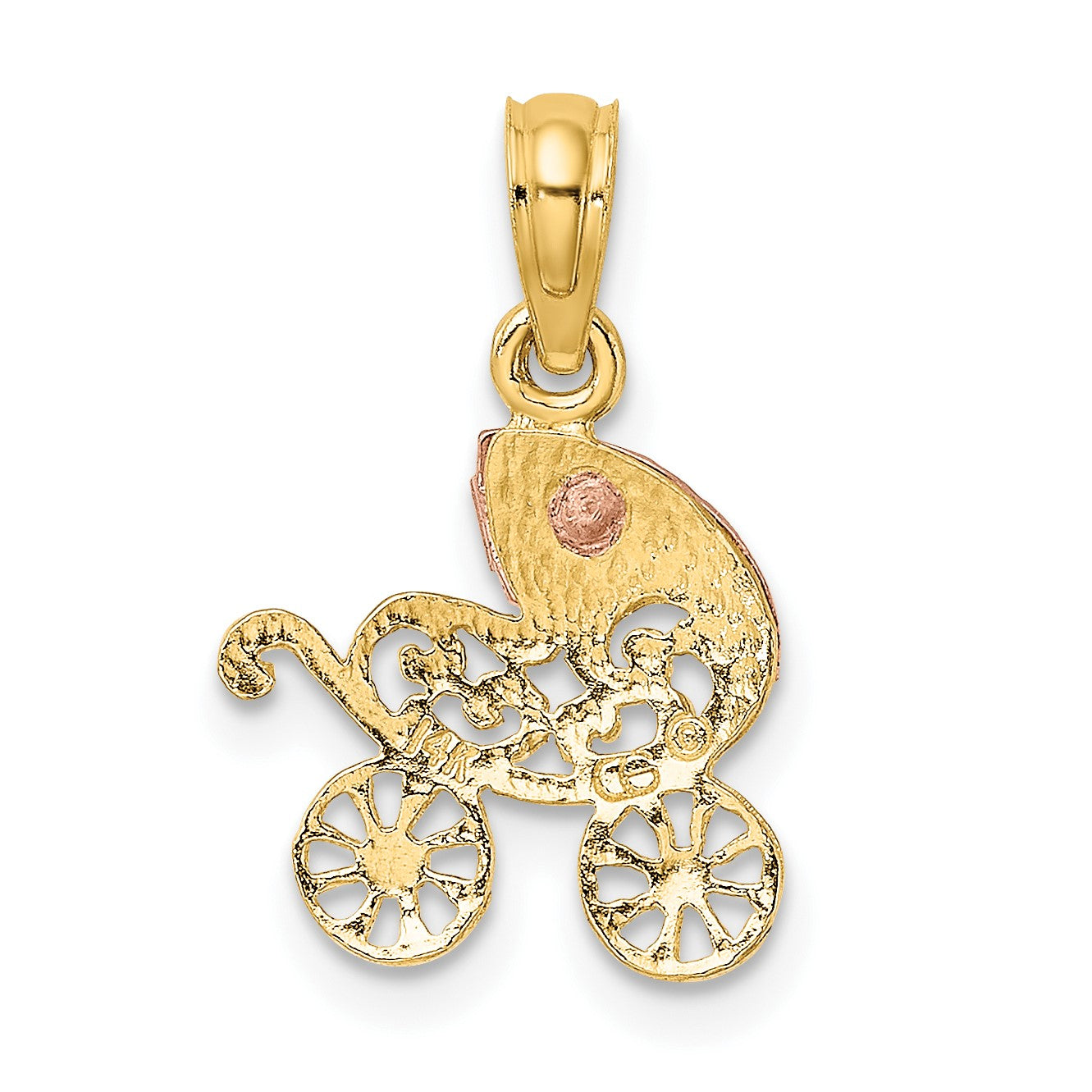 14k Two-Tone Baby Carriage with Visor Charm