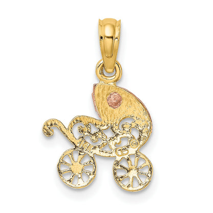14k Two-Tone Baby Carriage with Visor Charm
