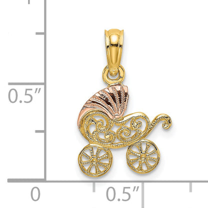 14k Two-Tone Baby Carriage with Visor Charm