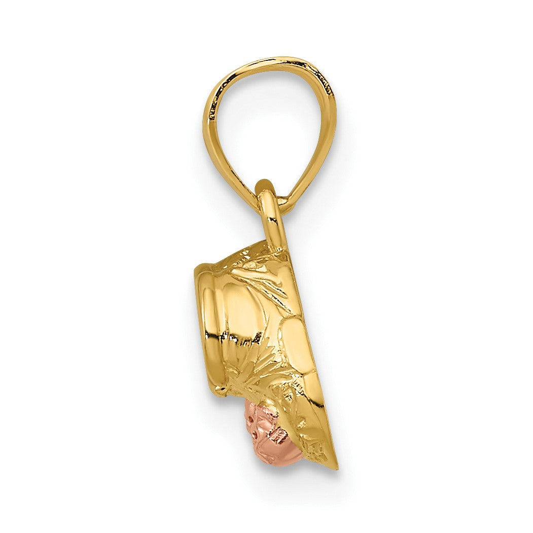 14k Two-Tone 3-D Baby Booties with Teddy Bear Charm