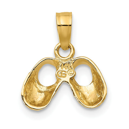 14k Two-Tone 3-D Baby Booties with Teddy Bear Charm