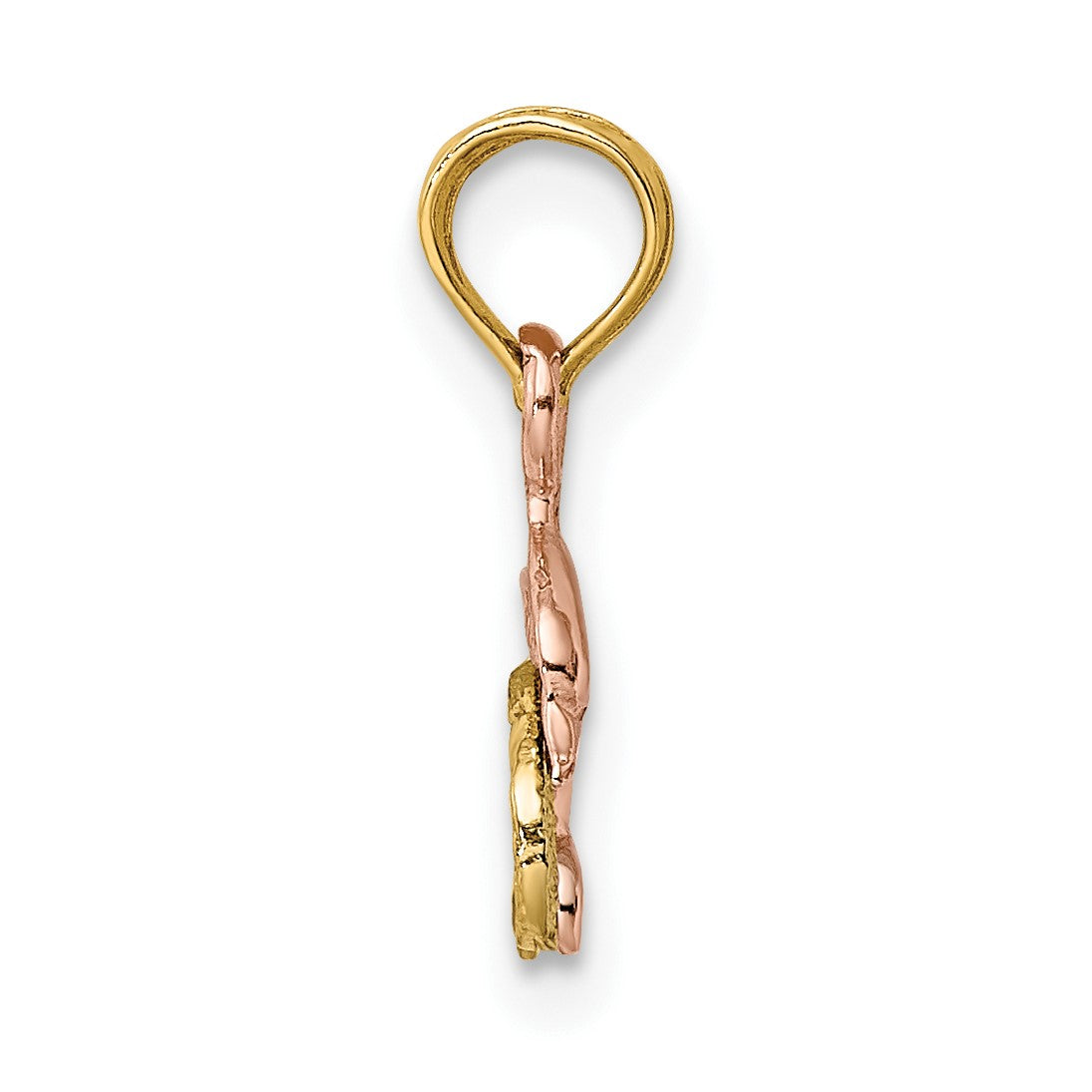 14K Two-Tone with White Rhodium Dolphin and Wave Charm