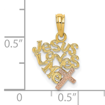 14K Two-Tone JESUS LOVES ME with Cross Charm