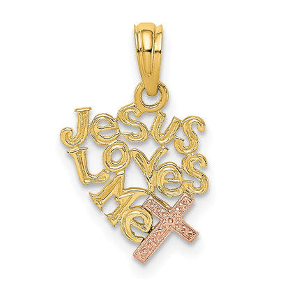 14K Two-Tone JESUS LOVES ME with Cross Charm