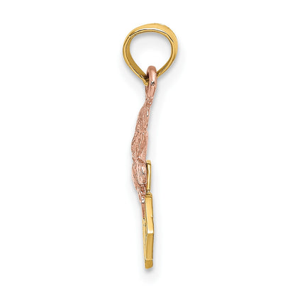 14k Two-Tone Teddy Bear with ABC Blocks Charm