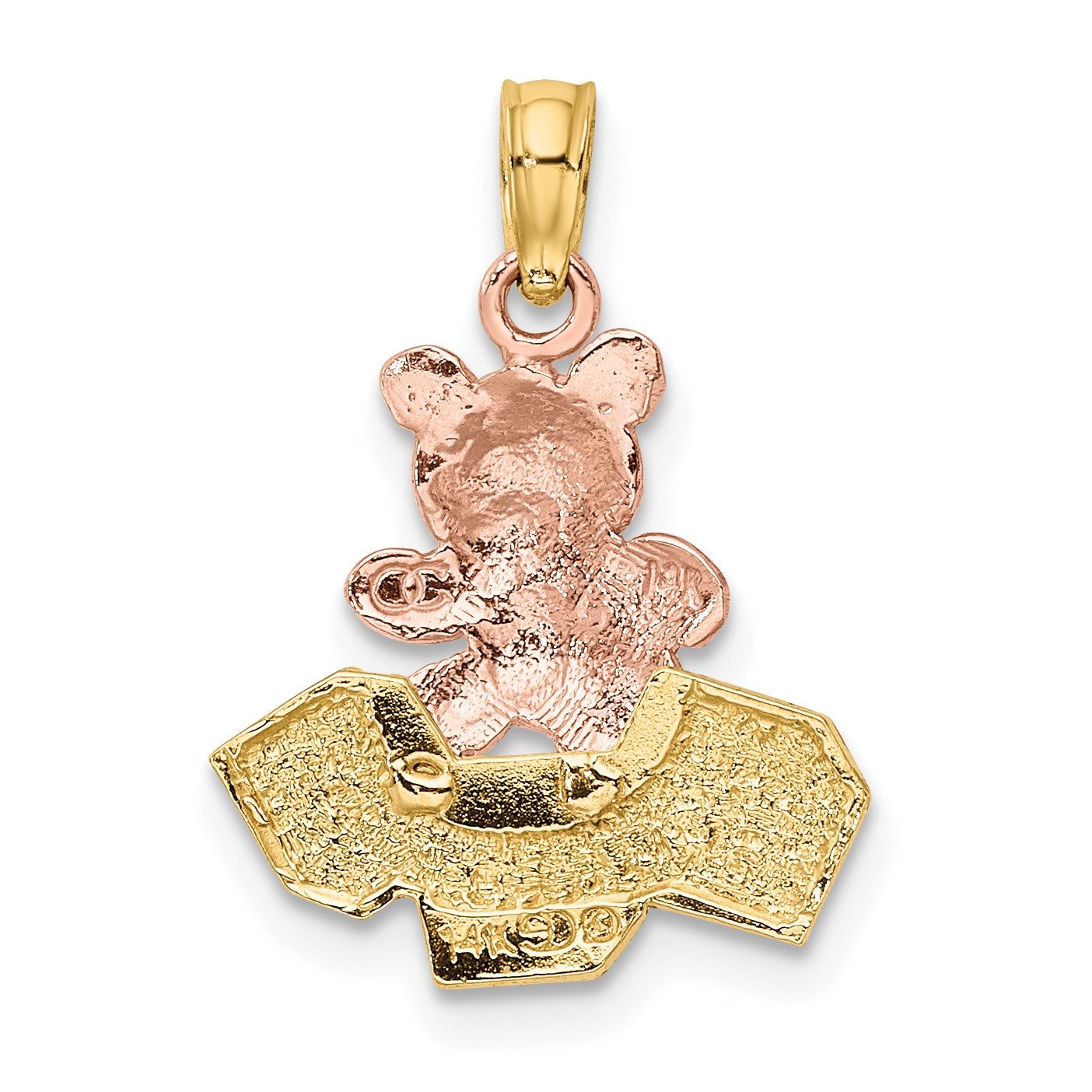 14k Two-Tone Teddy Bear with ABC Blocks Charm