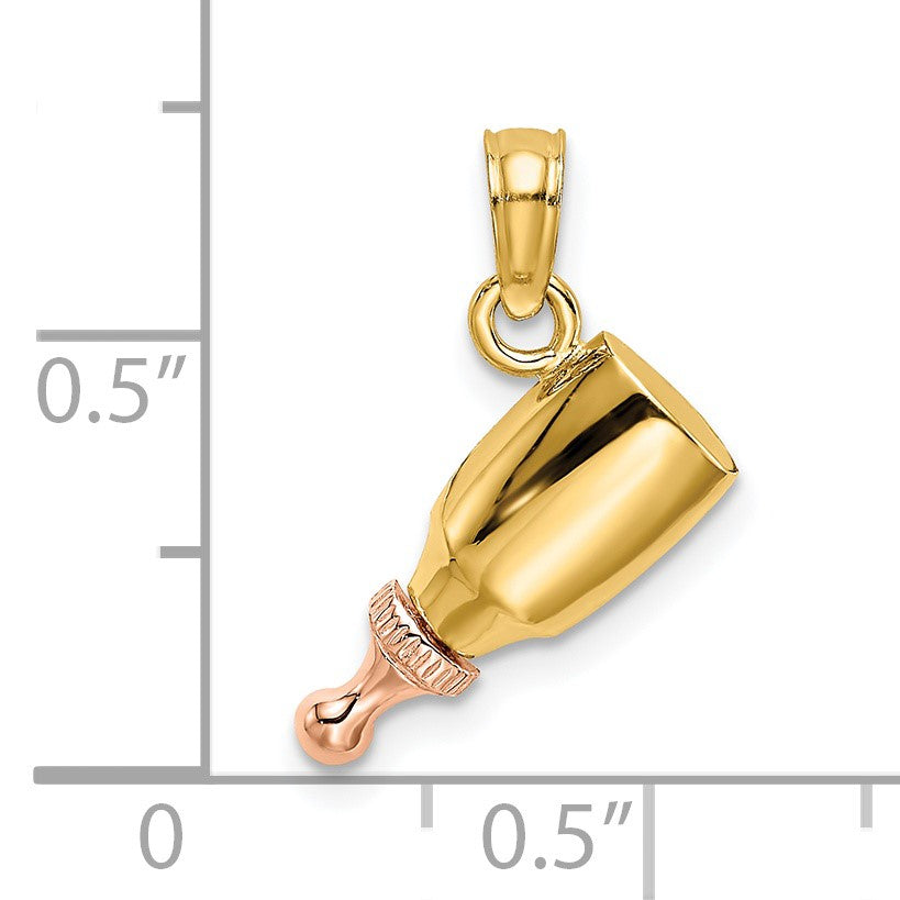 14k Two-Tone Baby Bottle Charm