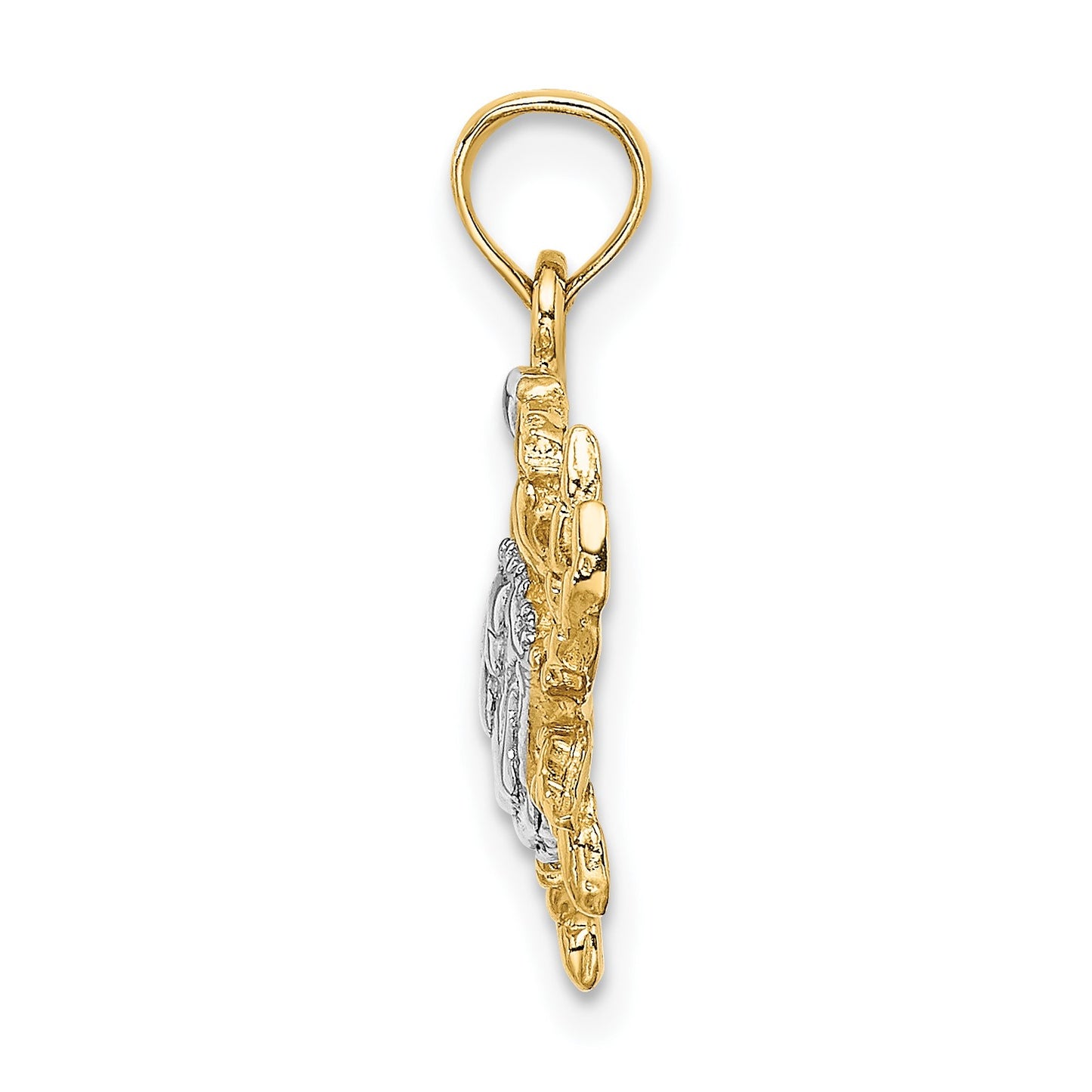 14k with White Rhodium Blue Crab Charm