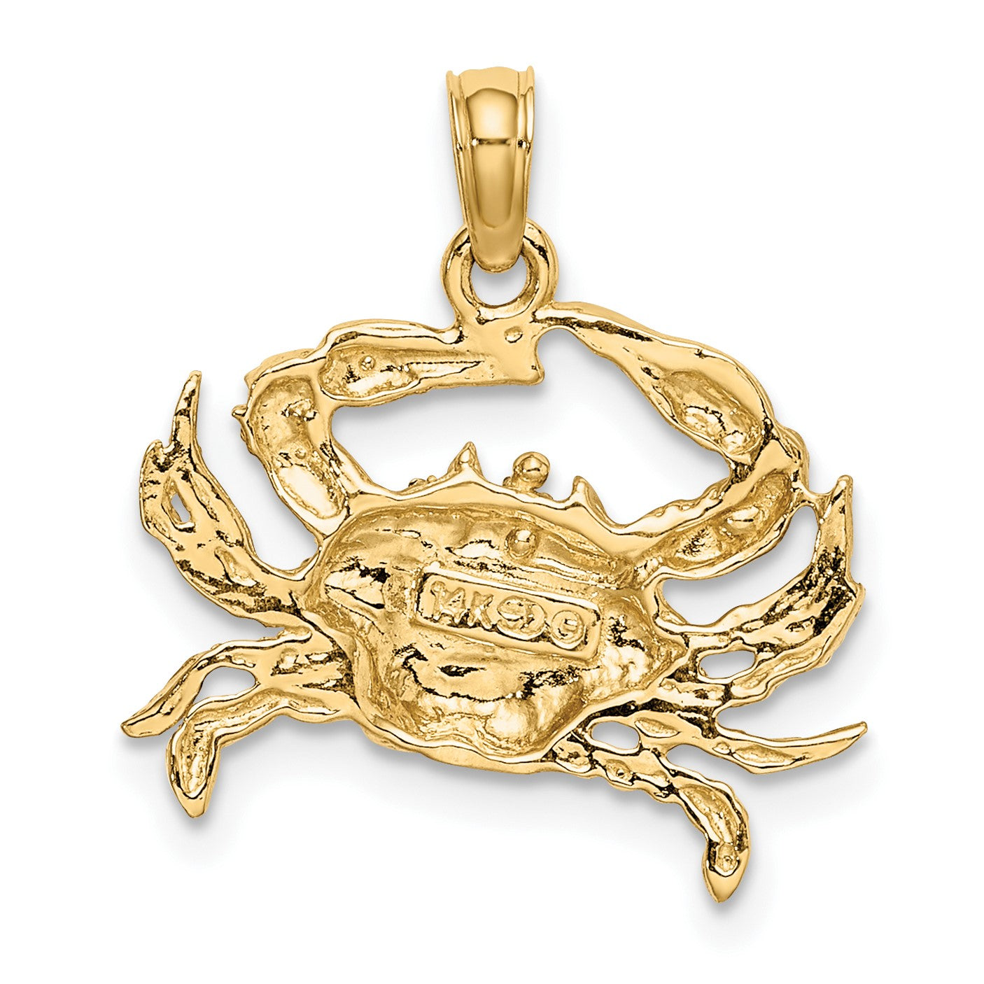 14k with White Rhodium Blue Crab Charm