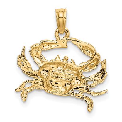 14k with White Rhodium Blue Crab Charm