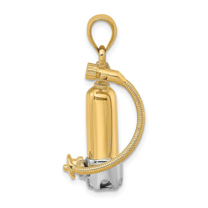 14K and White Rhodium 3-D Single Scuba Tank with Hose Charm