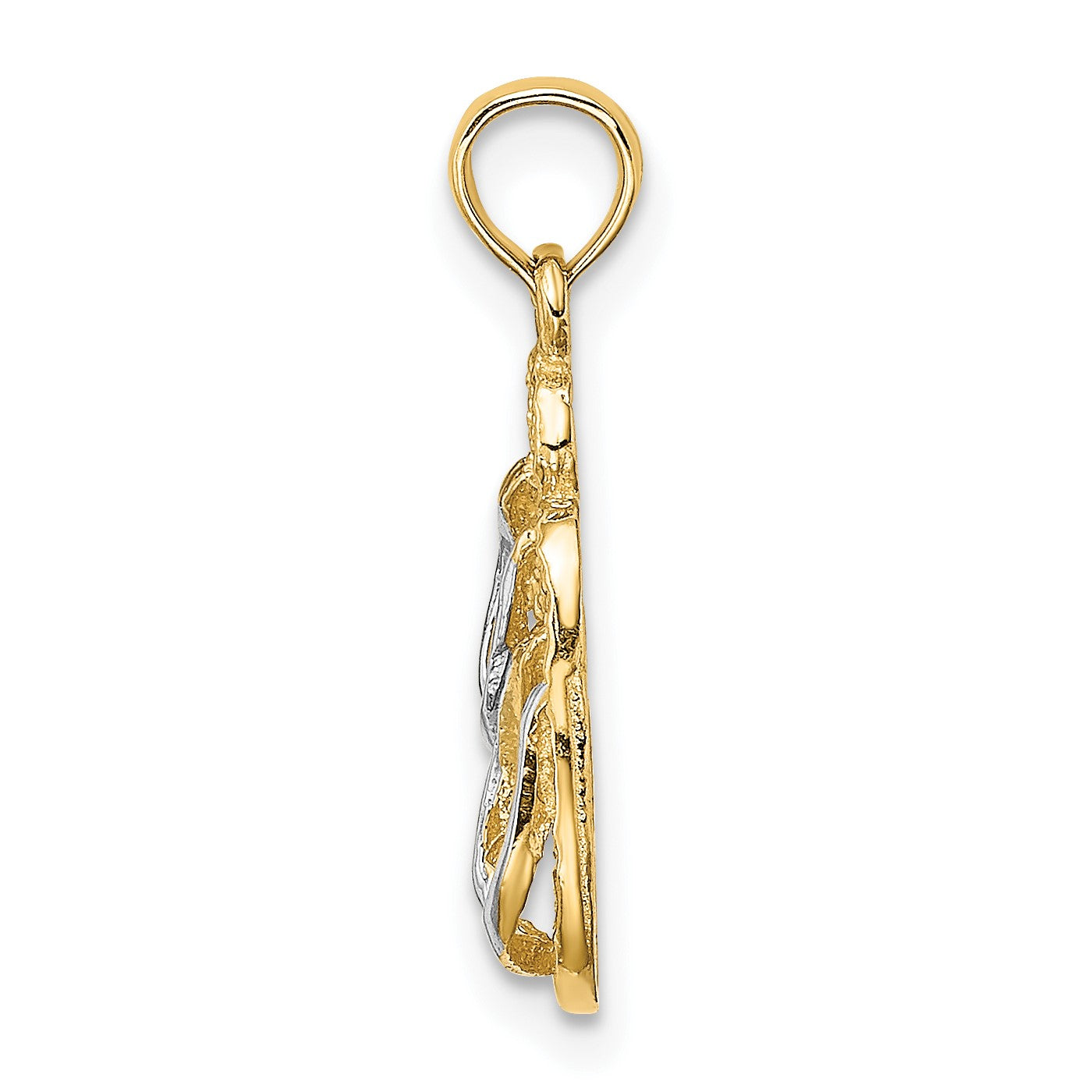 14k with White Rhodium 3-D SANIBEL ISLAND Double Flip Flop Charm