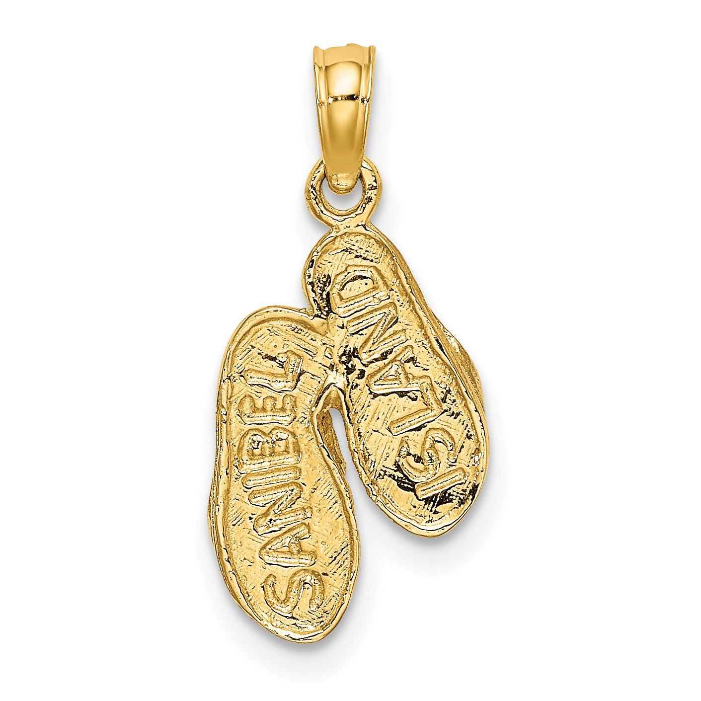 14k with White Rhodium 3-D SANIBEL ISLAND Double Flip Flop Charm