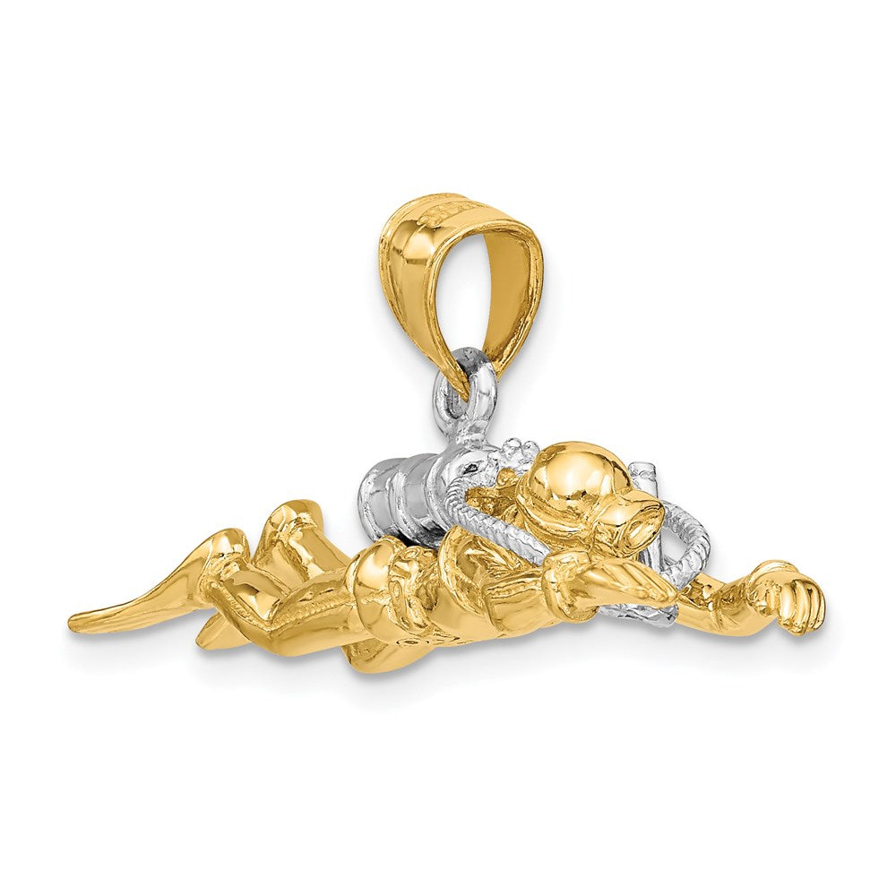 14K w/Rhodium 3-D Male Scuba Diver Charm