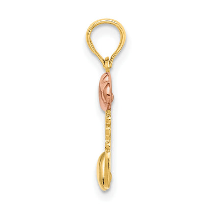 14k Two-tone with White Rhodium I LOVE YOU with Hearts Charm