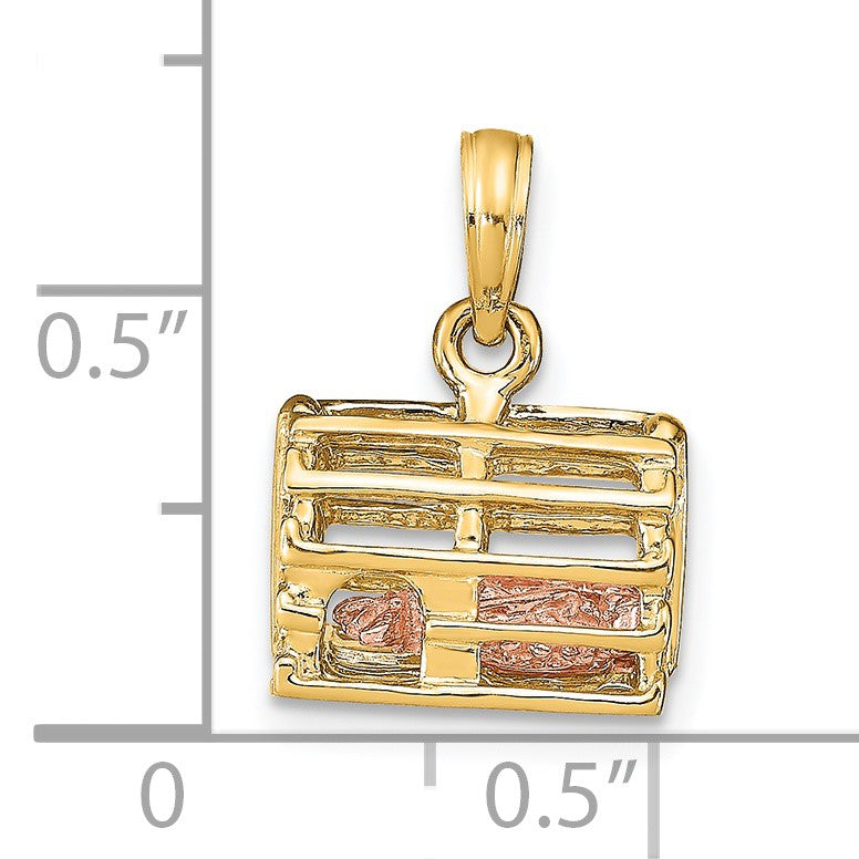 14K Two-Tone Moveable 3-D Pink Lobster In Trap Charm