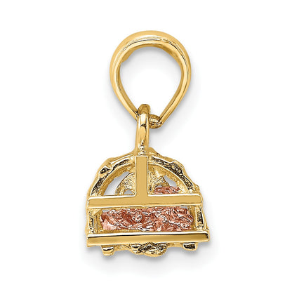 14K Two-Tone Moveable 3-D Pink Lobster In Trap Charm