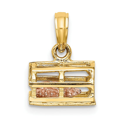 14K Two-Tone Moveable 3-D Pink Lobster In Trap Charm
