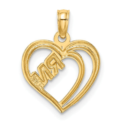 14k and White Rhodium RN Inside Double Hearts Charm