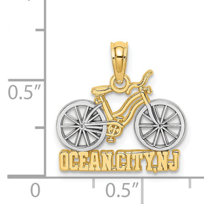14k with White Rhodium OCEAN CITY NJ Bicycle Charm