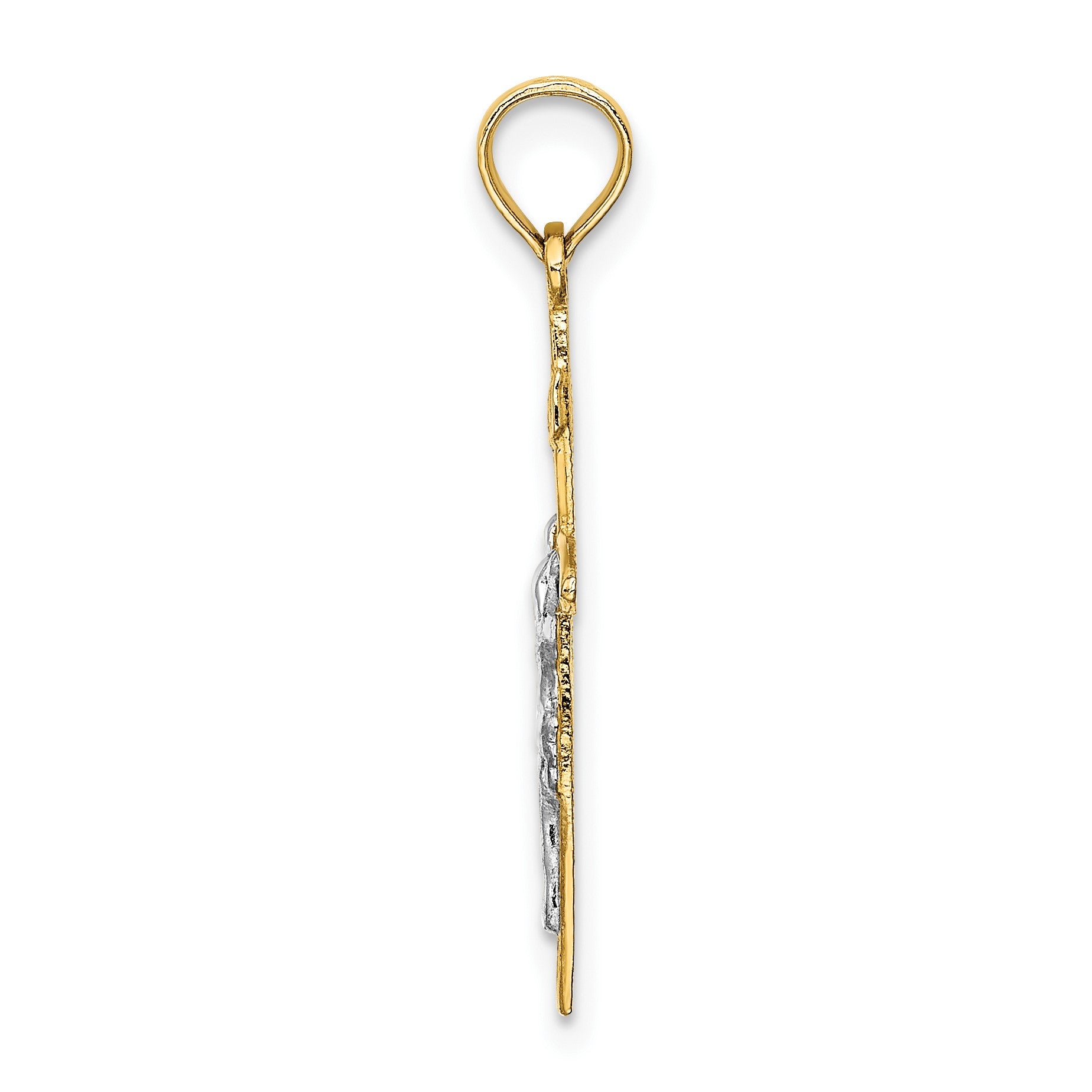 14K and White Rhodium INRI Crucifix Charm