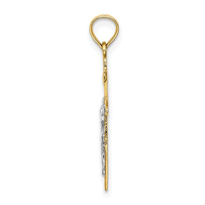 14K and White Rhodium INRI Crucifix Charm