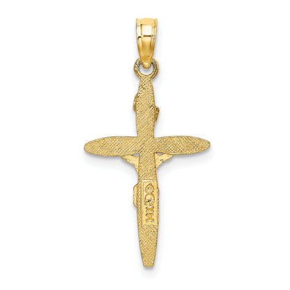14K and White Rhodium INRI Crucifix Charm