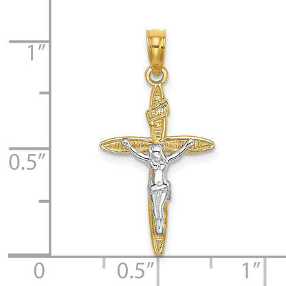 14K and White Rhodium INRI Crucifix Charm