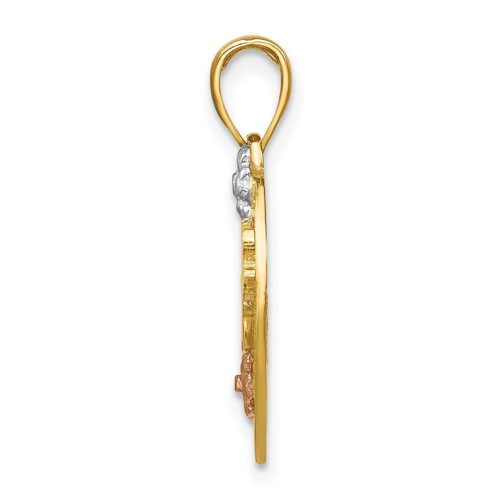 14k Two-tone with White Rhodium #1 DAUGHTER Heart Charm