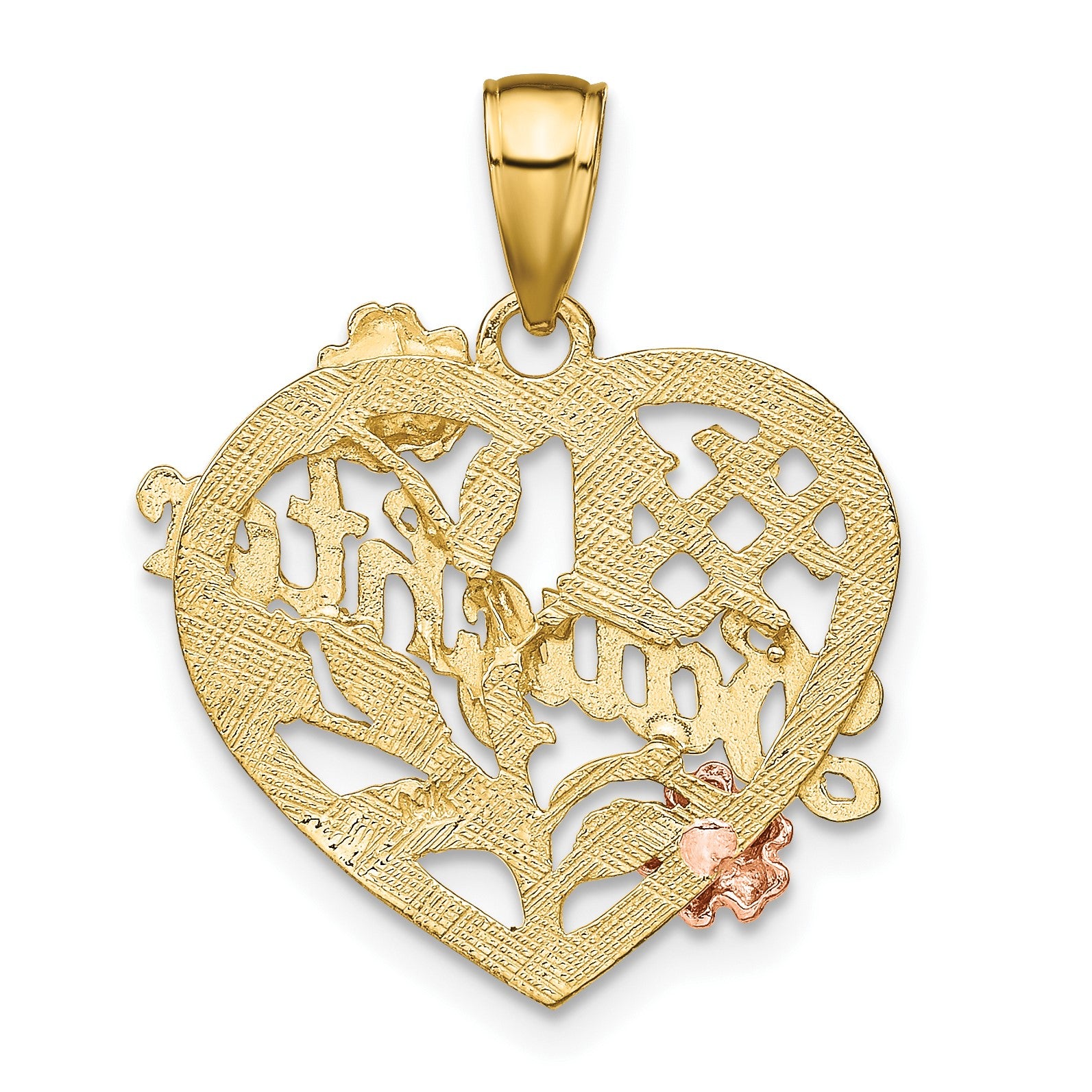 14k Two-tone with White Rhodium #1 DAUGHTER Heart Charm