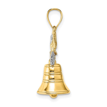 14k and White Rhodium 3-D Liberty Bell with Moveable Clapper and Eagle Top Charm