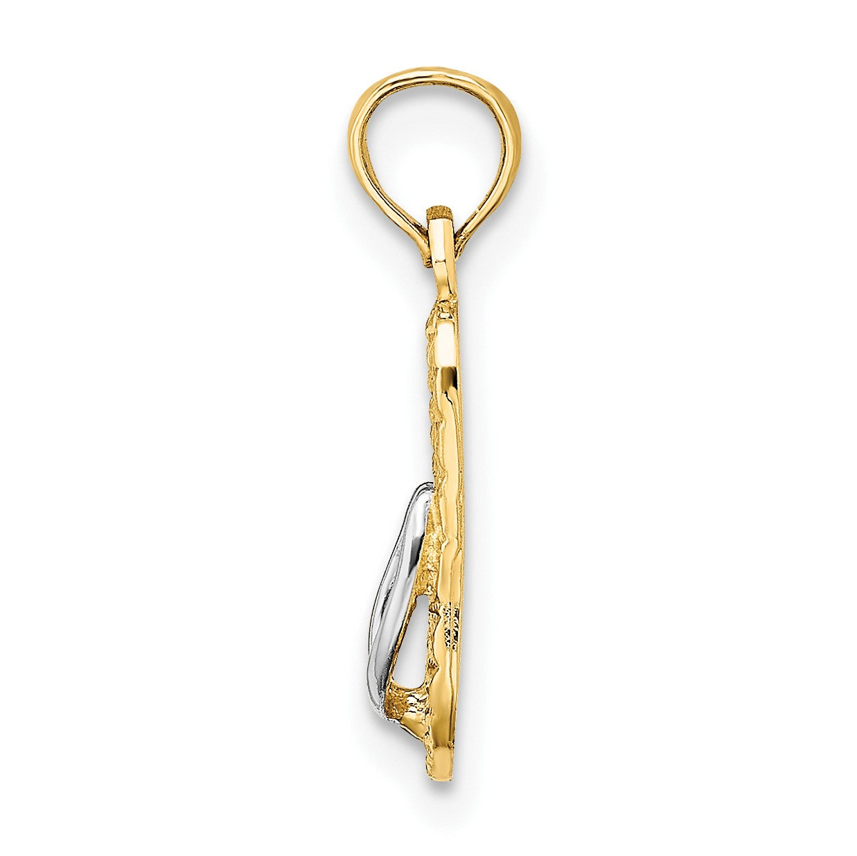 14k with White Rhodium 3-D HAWAII Single Flip-Flop Charm