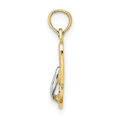 14k with White Rhodium 3-D HAWAII Single Flip-Flop Charm