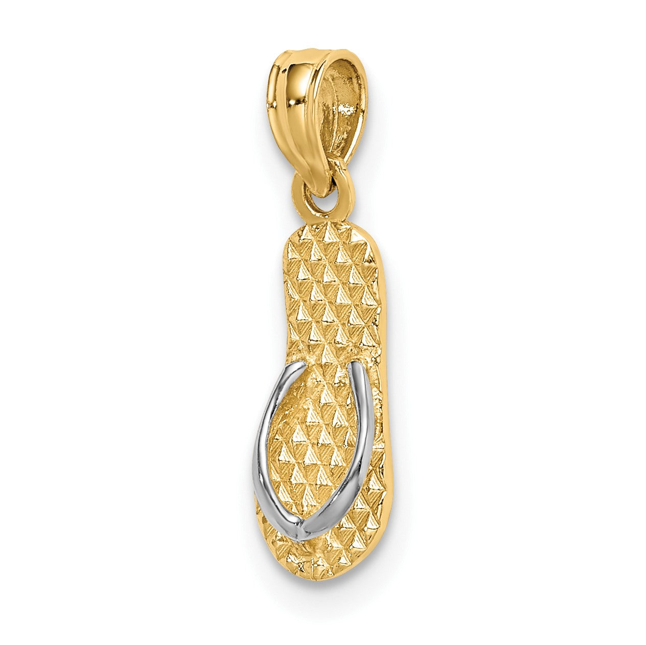 14k with White Rhodium 3-D HAWAII Single Flip-Flop Charm