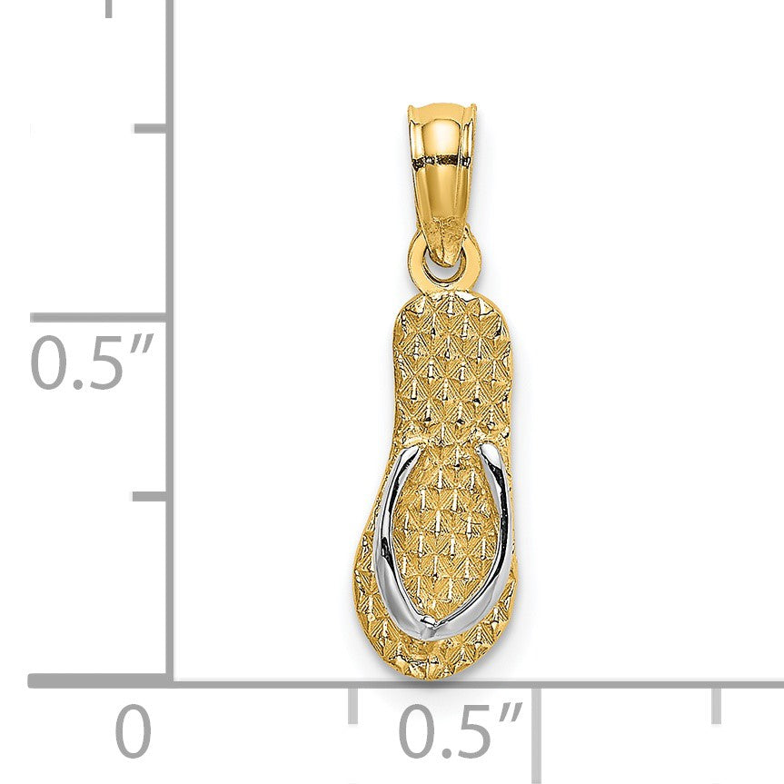 14k with White Rhodium 3-D HAWAII Single Flip-Flop Charm