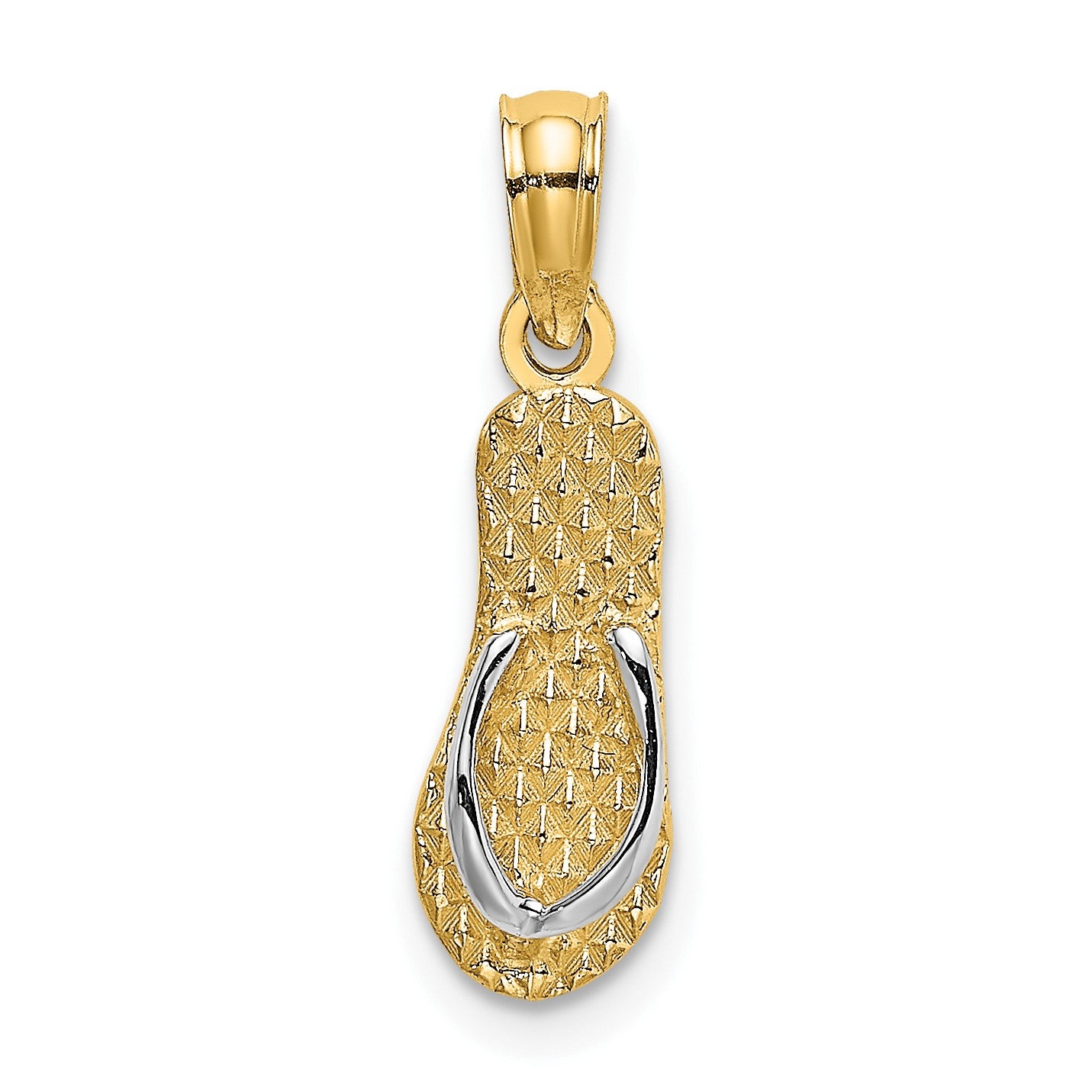 14k with White Rhodium 3-D HAWAII Single Flip-Flop Charm