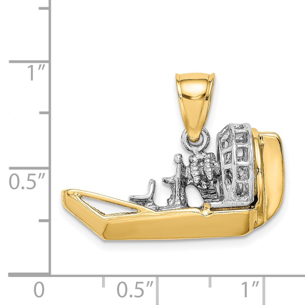 14k Two-Tone 3-D Airboat Charm