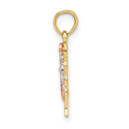 14k Two-Tone with White Rhodium Butterfly Cut-Out Charm
