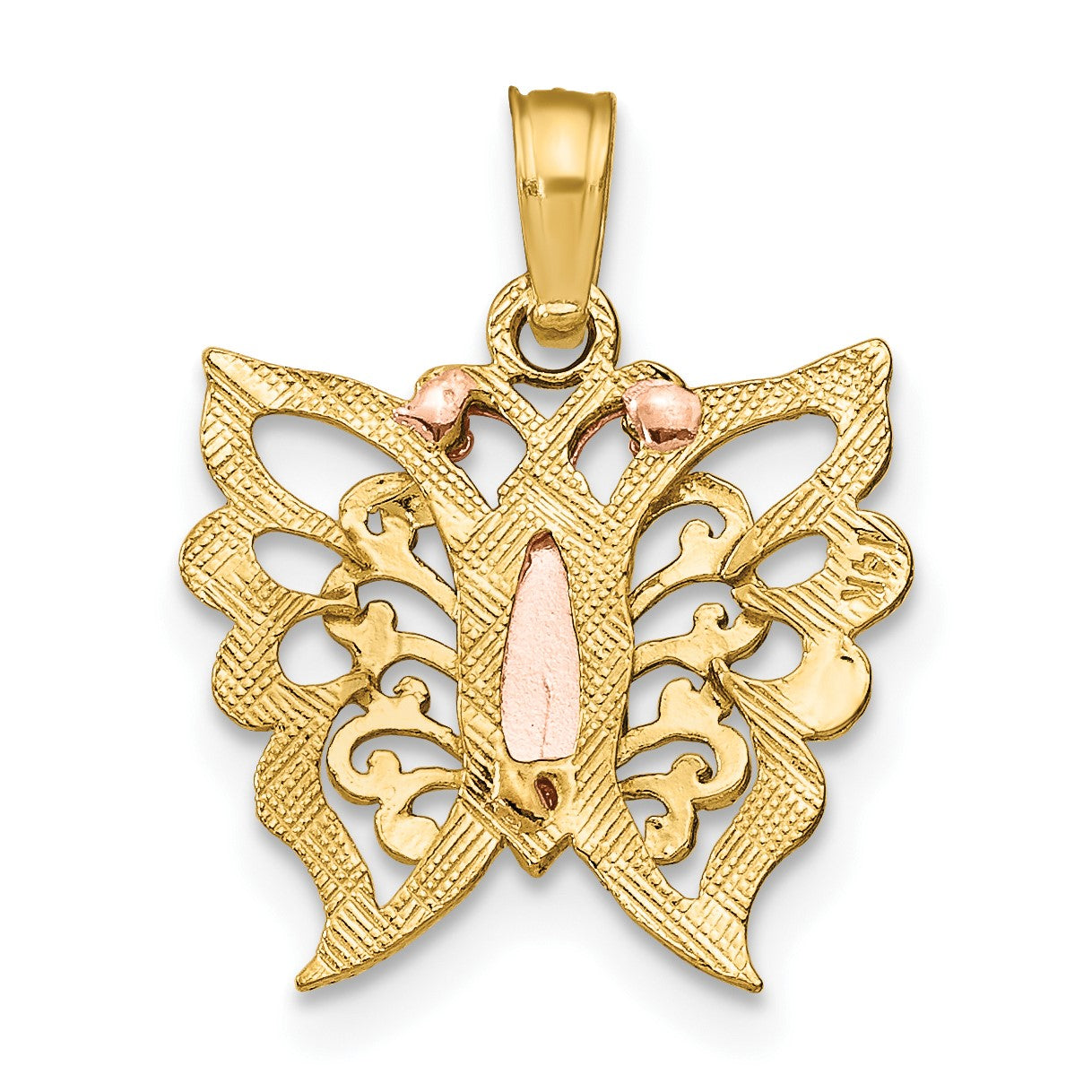 14k Two-Tone with White Rhodium Butterfly Cut-Out Charm
