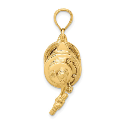 14K 3-D Fishing Reel with Moveable Handle Charm