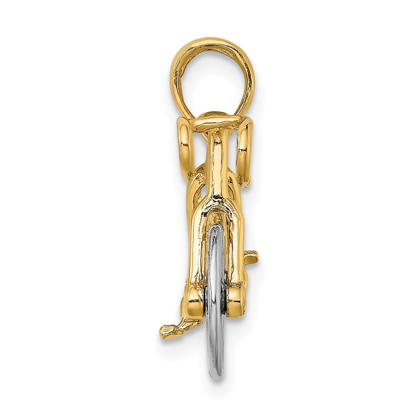 14k Two-tone 3-D Ten Speed Bicycle with Moveable Wheels Charm