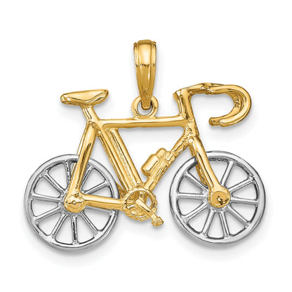 14k Two-tone 3-D Ten Speed Bicycle with Moveable Wheels Charm