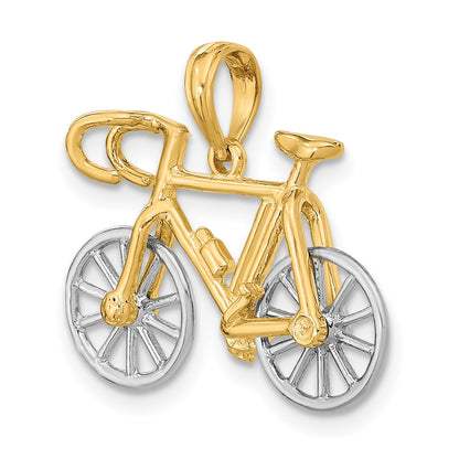 14k Two-tone 3-D Ten Speed Bicycle with Moveable Wheels Charm