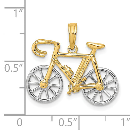 14k Two-tone 3-D Ten Speed Bicycle with Moveable Wheels Charm