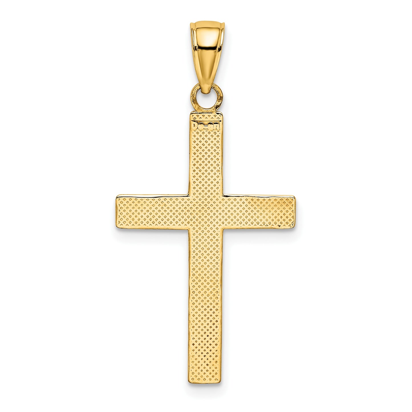 14K and White Rhodium Polished Tubular Cross Charm
