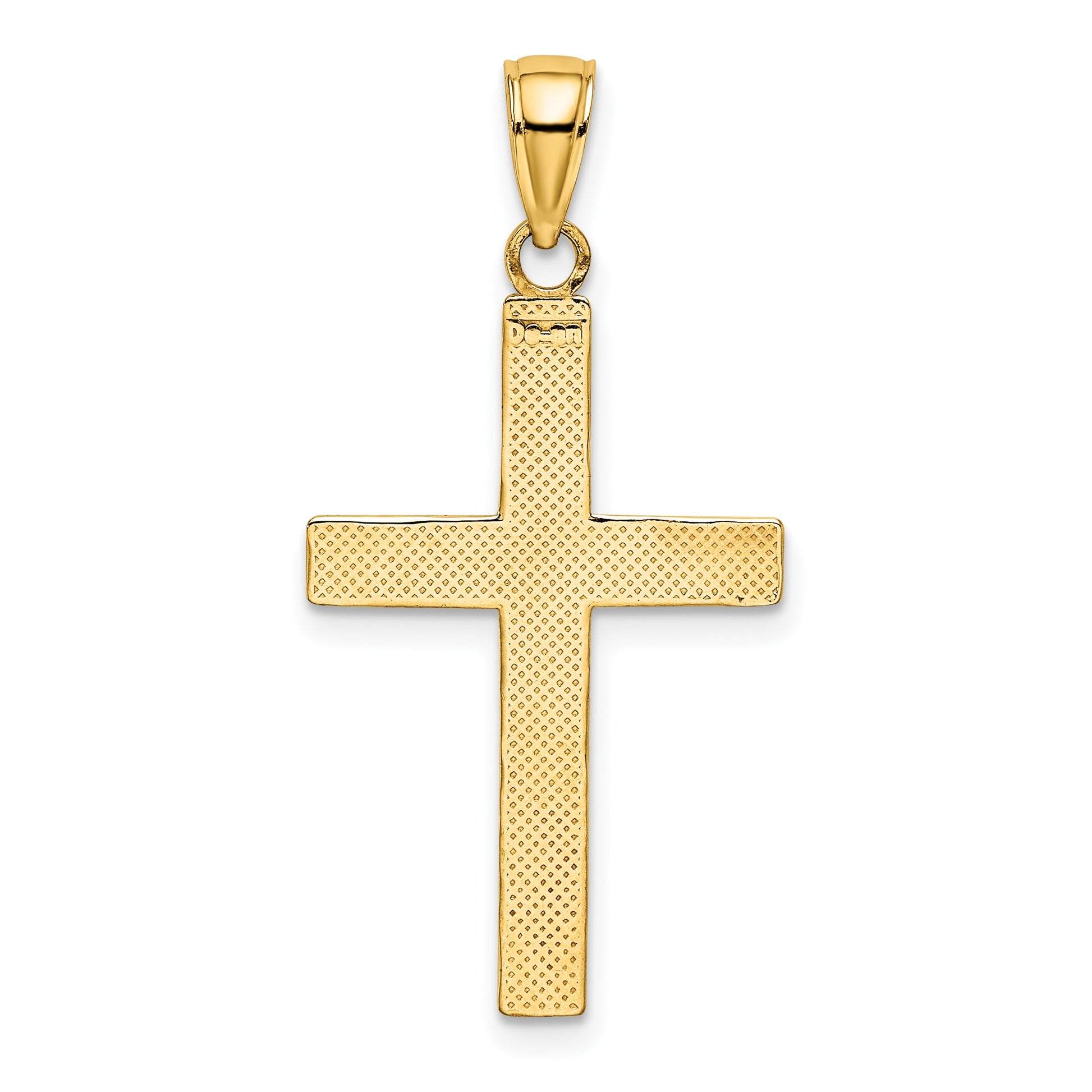 14K and White Rhodium Polished Tubular Cross Charm