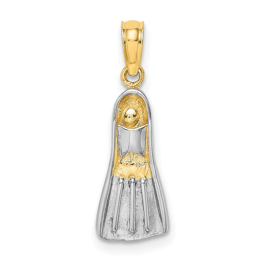14k and White Rhodium 3-D Scuba Flipper Charm