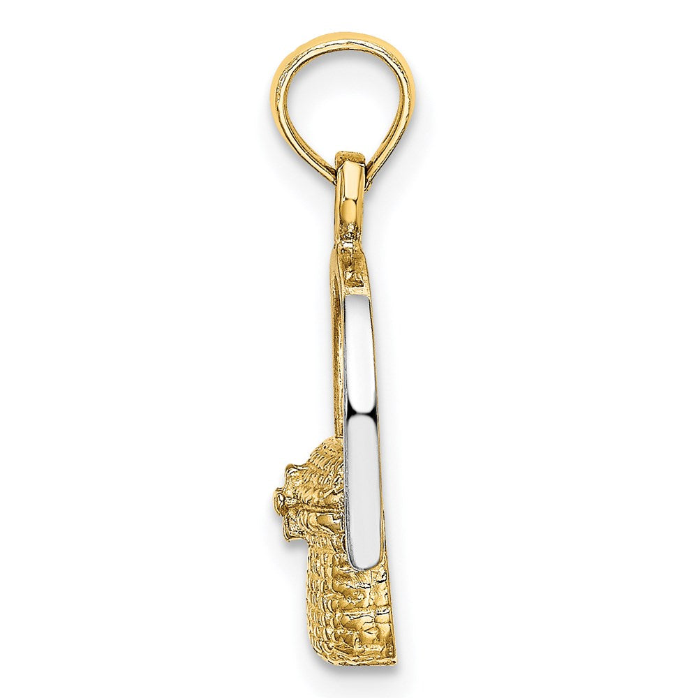 14K W/ Rhodium 2-D Nantucket Basket Charm