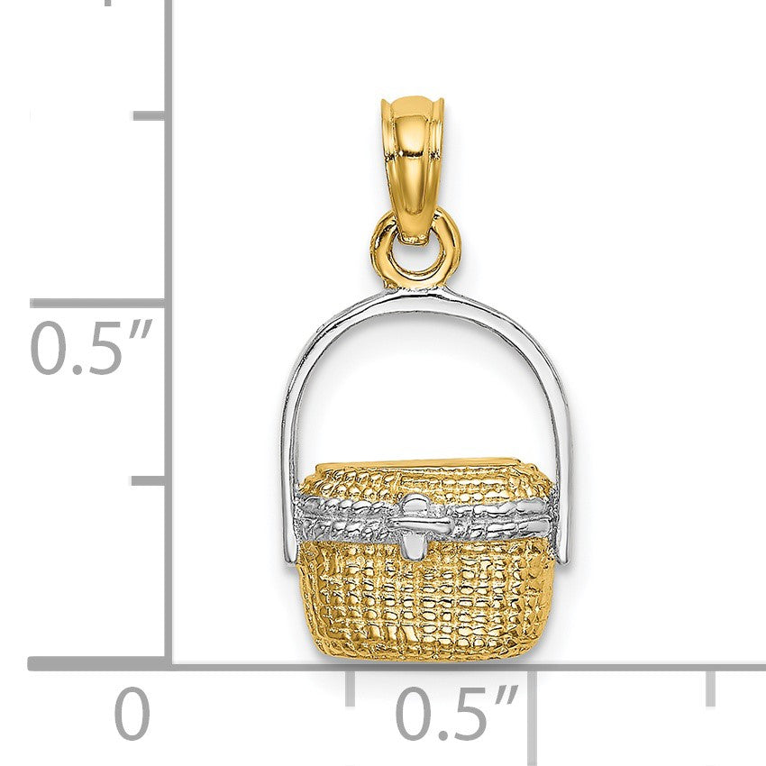 14K and White Rhodium 2-D Nantucket Basket Charm
